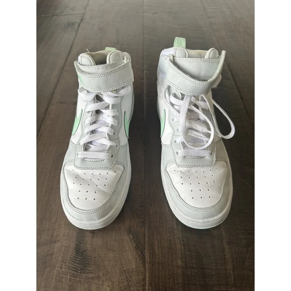 NIKE SIZE 6.5‎ YOUTH All Day Play High Top Sneakers White Mint Gray CD7782-011 - Picture 2 of 9